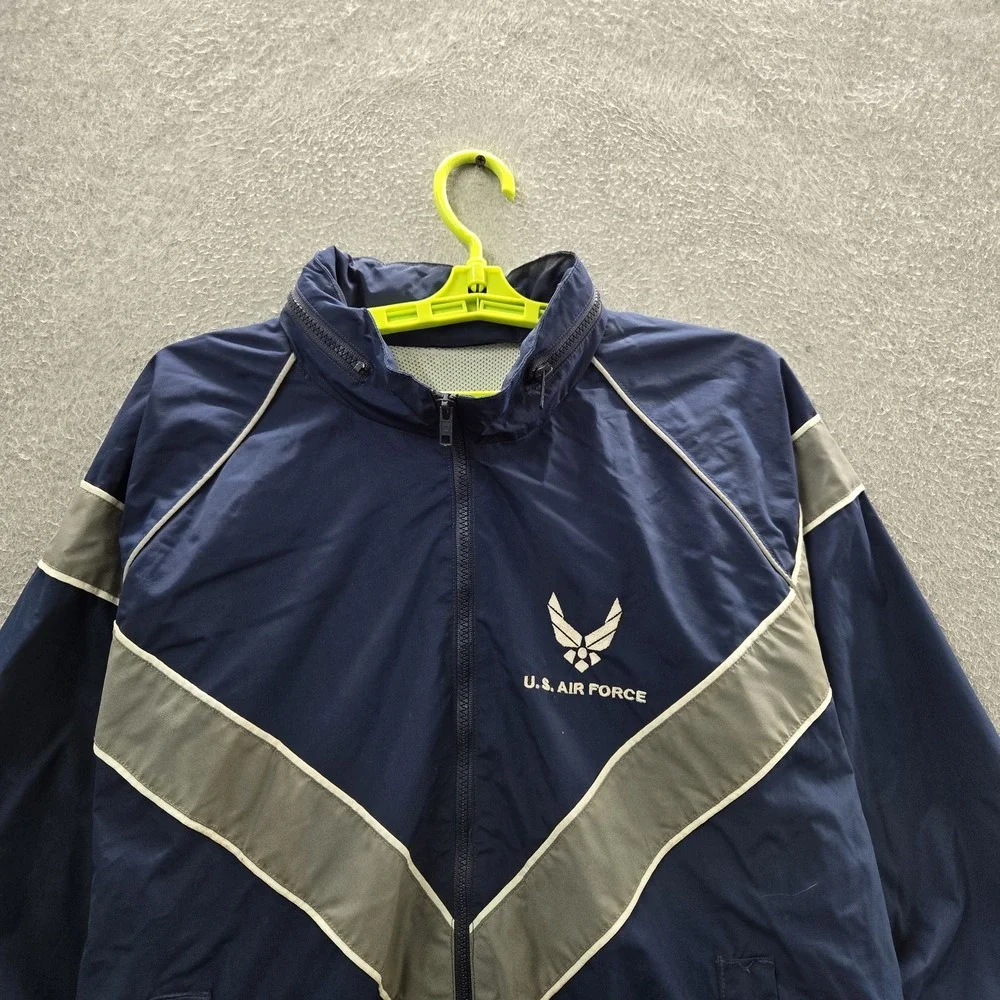 US Air Force Men Jacket M Navy Nylon Colorblock PTU Reflective READ